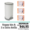 Korbell nappy bin with 3 x extra refills